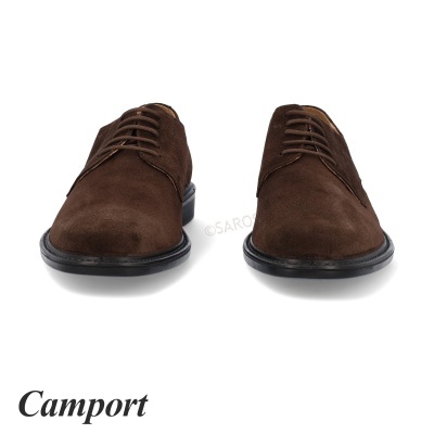 Sapatos marrons de camurça Camport com atacadores e sola preta