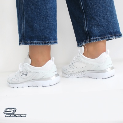 Sapatilha Skechers Summits Suited 12982 Branco E Prateado