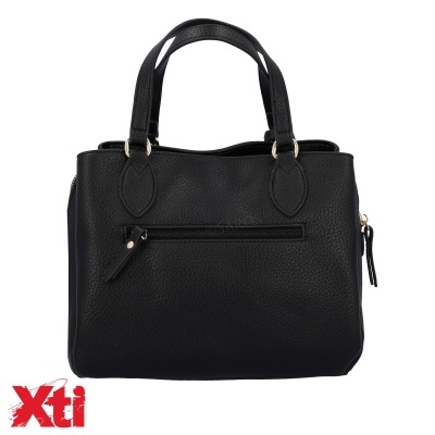 Mala de mão preta sintética com alças e fecho de correr