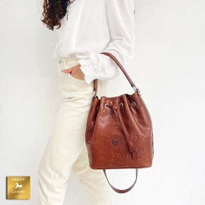 Bolsa Cavalinho Pele Gravada 18090281 Camel