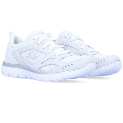Sapatilha Skechers Summits Suited 12982 Branco E Prateado