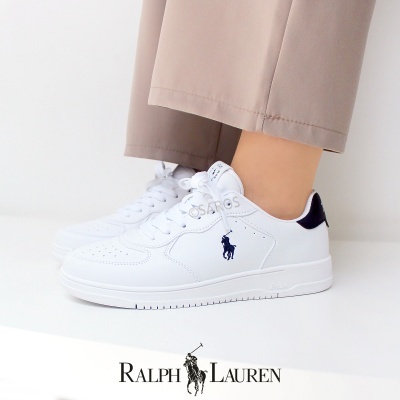 Sapatilha Polo Ralph Lauren Masters Court Rl02436102 Branco E Azul