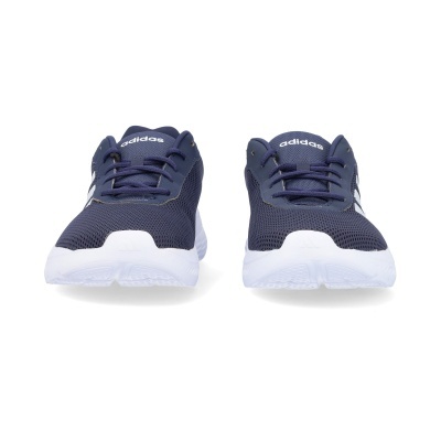 Ténis Adidas azuis com sola branca e logótipo