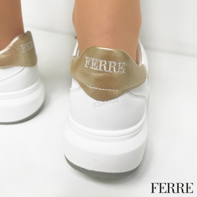 Sapatilha Ferre F-161 Branco E Dourado