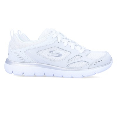 Sapatilha Skechers Summits Suited 12982 Branco E Prateado