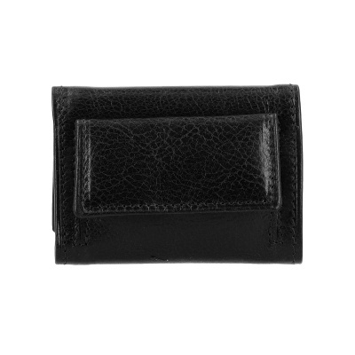 Carteira preta de couro com bolso frontal