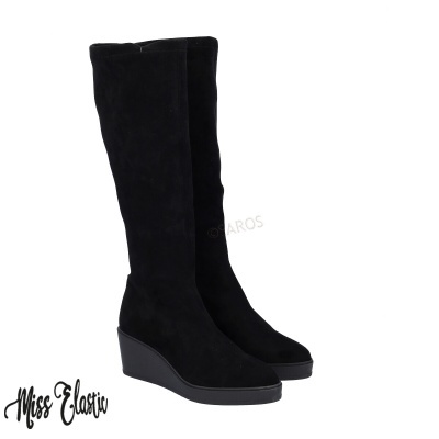 Botas de cano alto Miss Elastic 77651 em Preto