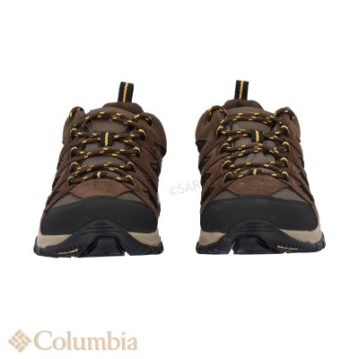 Sapatilhas de caminhada castanhas Columbia vistas de frente