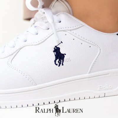Sapatilha Polo Ralph Lauren Masters Court Rl02436102 Branco E Azul