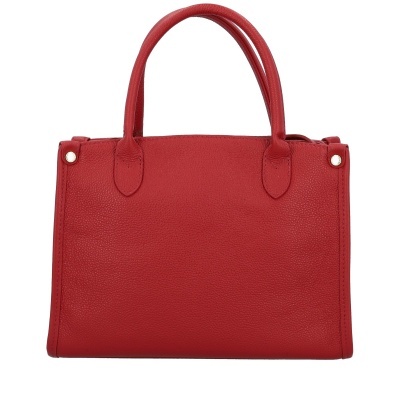 Mala de mão vermelha texturizada com alças e fechos metálicos