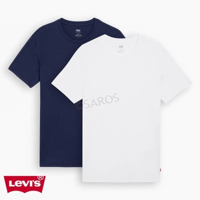 Tshirt Levis Pack 2 Slim Crew 79541 Branco E Azul