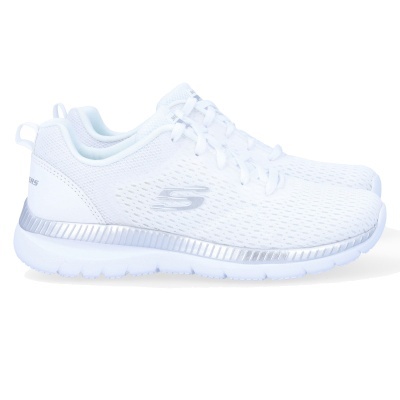Sapatilha Skechers Bountiful 12607 Branco E Prateado