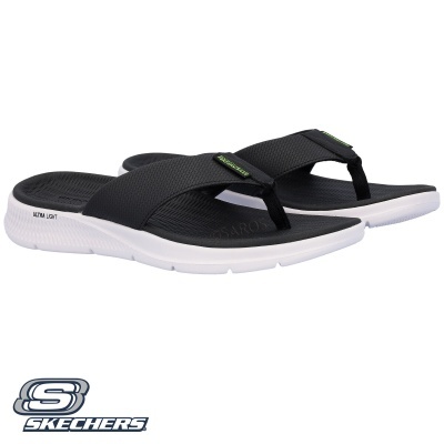 Chinelos Skechers Go Consistent Sandal - Synthwav 229035 Preto E Branco