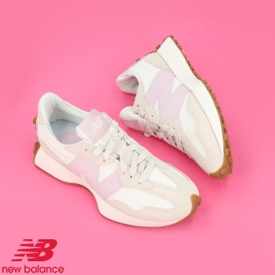 Sapatilha New Balance 327 WS327 OR Bege e Rosa