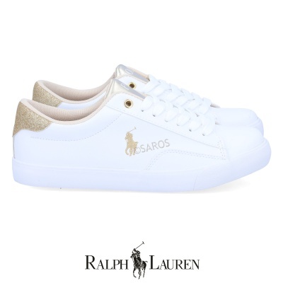 Sapatilha Polo Ralph Lauren Theron Rf104098 Branco E Dourado