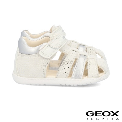 Sandalia Geox B254wb Branco E Prateado