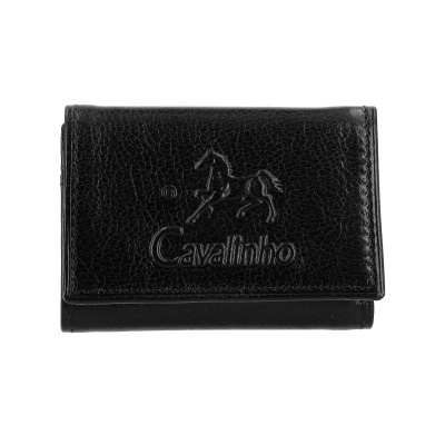 Carteira preta Cavalinho em couro com logótipo em relevo