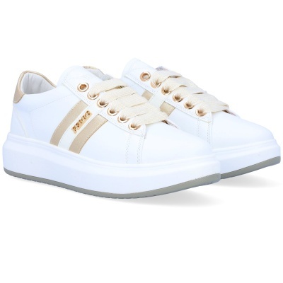 Sapatilha Ferre F-161 Branco E Dourado