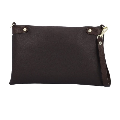 Mala de mão de couro marrom escuro com alça destacável