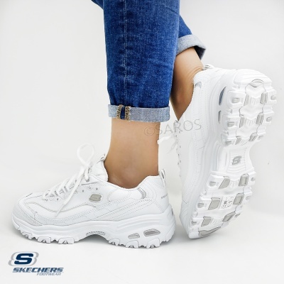 Sapatilha Skechers D'Lites Fresh Start 11931 WSL Branco com Prata