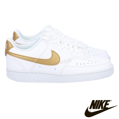Sapatilha Nike Court Vision Low DH3158 Branco e Dourado