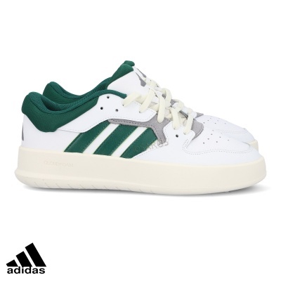 Sapatilhas Adidas brancas com detalhes verdes e cinza