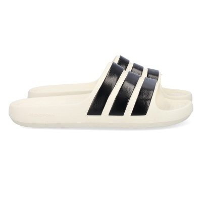 Chinelos tipo slide branco com riscas pretas