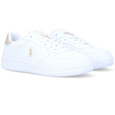Sapatilha Polo Ralph Lauren Masters Court Rl01248100 Branco E Dourado