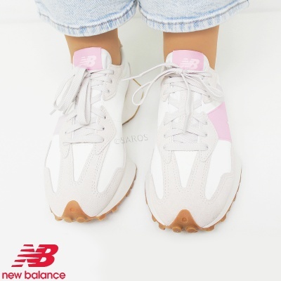 Sapatilha New Balance 327 WS327 OR Bege e Rosa