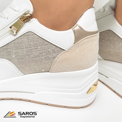 Sapatilha Lapierce Ds28 Branco E Dourado