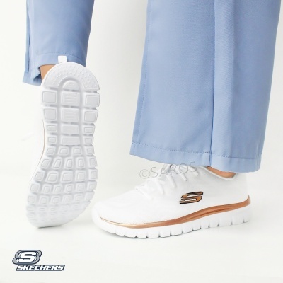 Sapatilha Skechers Graceful Get Connected 12615 Branco E Dourado