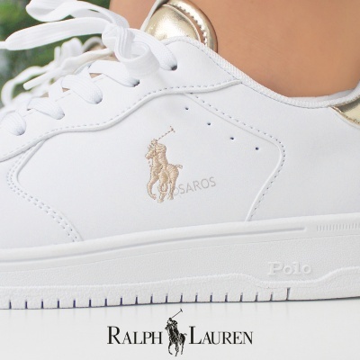 Sapatilha Polo Ralph Lauren Masters Court Rl01248100 Branco E Dourado