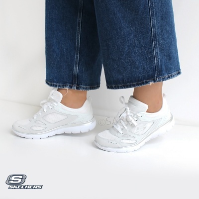Sapatilha Skechers Summits Suited 12982 Branco E Prateado
