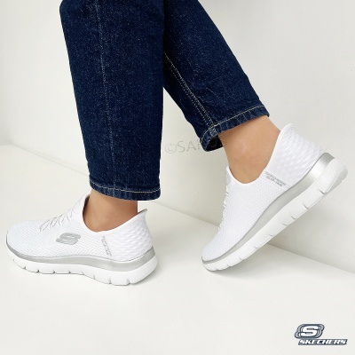 Sapatilha Skechers Summits Diamond 150123 Branco E Prateado