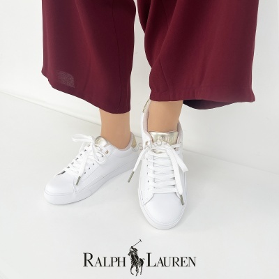 Sapatilha Polo Ralph Lauren Theron Rf104098 Branco E Dourado