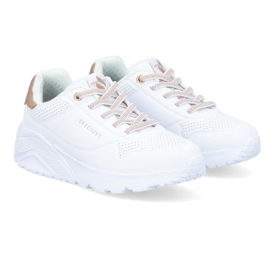 Sapatilha Skechers Uno Lite Metallic 310384l Branco E Dourado