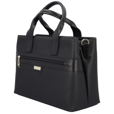 Mala preta para senhora com asa dupla e fecho frontal