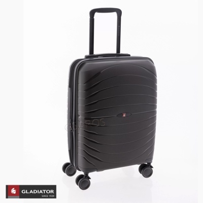 Mala de viagem rígida preta com rodas giratórias e puxador retrátil