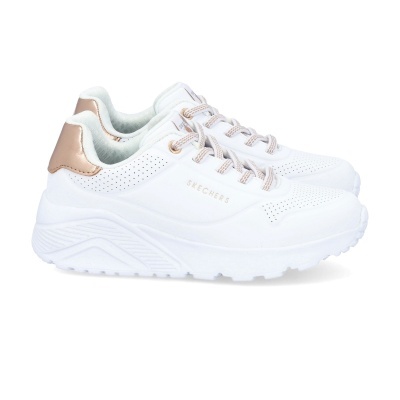 Sapatilha Skechers Uno Lite Metallic 310384l Branco E Dourado
