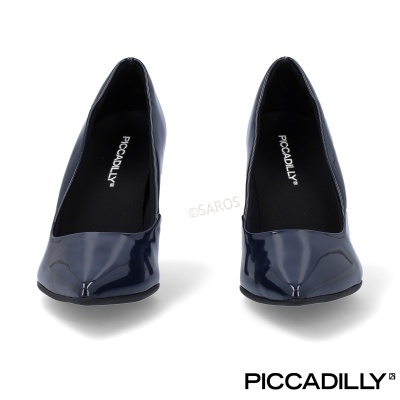 Sapatos de salto alto femininos azuis em verniz com marca PICCADILLY