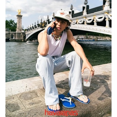 Chinelo Havaianas Brasil Logo 4110850 Branco E Azul