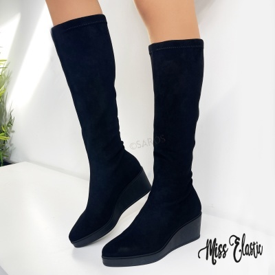 Botas de cano alto Miss Elastic 77651 em Preto