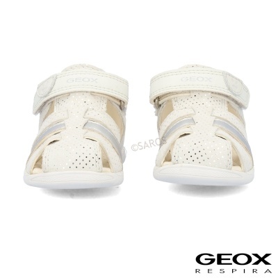 Sandalia Geox B254wb Branco E Prateado