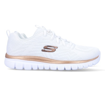 Sapatilha Skechers Graceful Get Connected 12615 Branco E Dourado