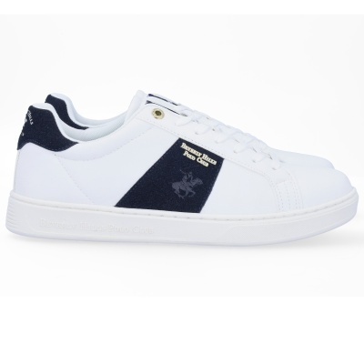 Sapatilha Beverly Hills Polo Club Justin Bhm524600 Branco E Azul