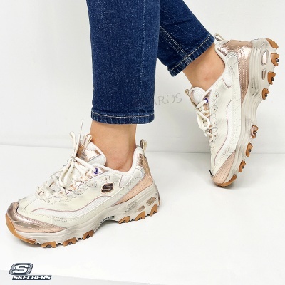 Sapatilha Skechers D'Lites Vintage 150245 Multi-bege