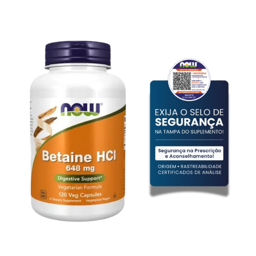 Now Betaine HCL 648mg 120 Cápsulas Now Betaine HCL 648mg 120 Cápsulas