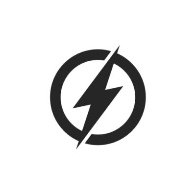 Símbolo preto de raio dentro de círculo