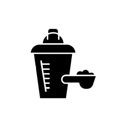 Ícone de shaker preto com colher de pó