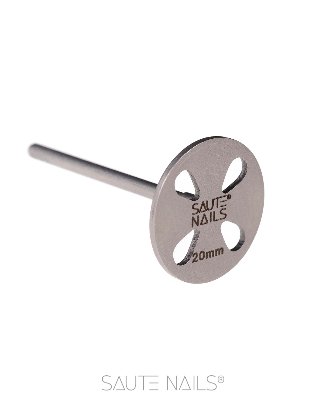 Disco de Pedicure – Pododisc S com 20 mm Prego metálico com cabeça circular prateada e recortes ovais da marca SAUTE NAILS 20mm
